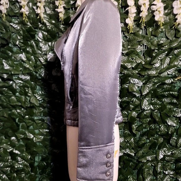 Georgiou Studio Size 6 Jacket Blazer Retro Vtg Style 80s Gray Italy Zip - Picture 2 of 6